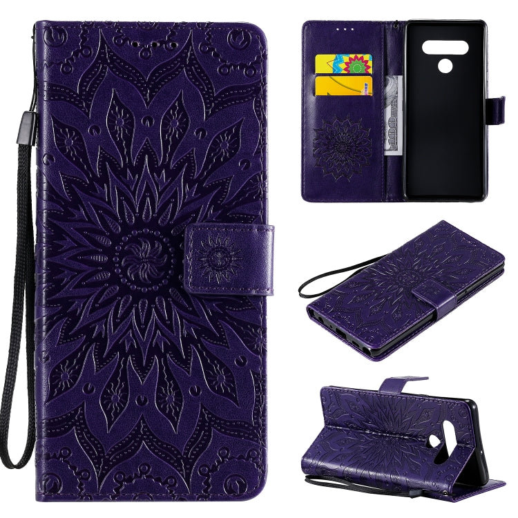 For LG Stylo 6 Pressed Printing Sunflower Pattern Horizontal Flip PU Leather Case Holder & Card Slots & Wallet & Lanyard