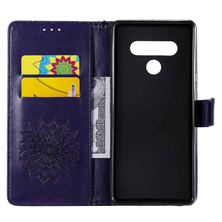 For LG Stylo 6 Pressed Printing Sunflower Pattern Horizontal Flip PU Leather Case Holder & Card Slots & Wallet & Lanyard