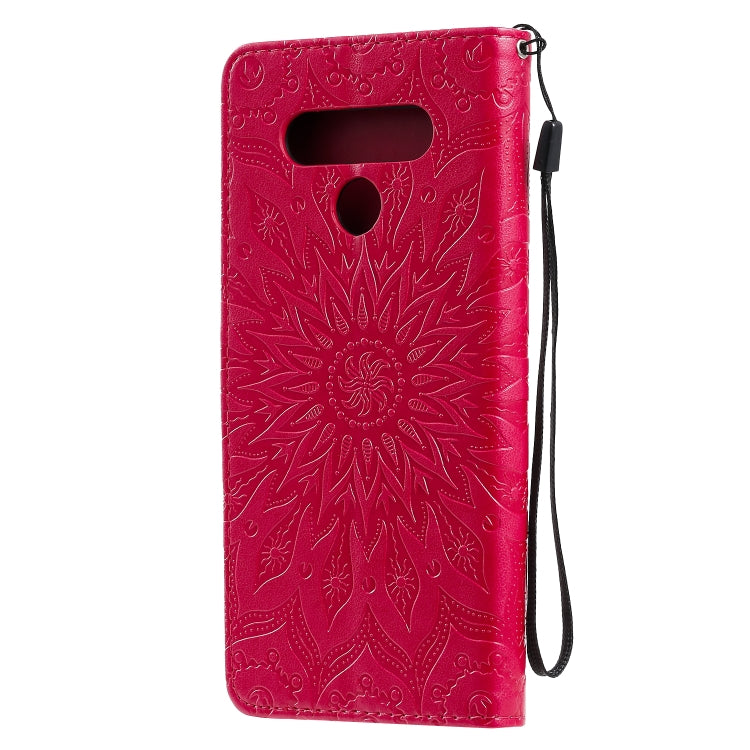 For LG Stylo 6 Pressed Printing Sunflower Pattern Horizontal Flip PU Leather Case Holder & Card Slots & Wallet & Lanyard