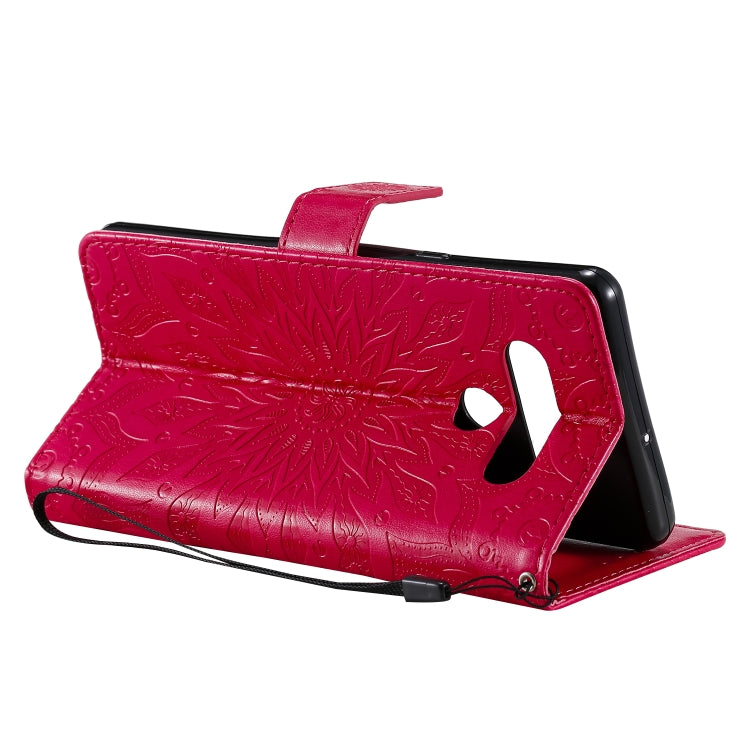 For LG Stylo 6 Pressed Printing Sunflower Pattern Horizontal Flip PU Leather Case Holder & Card Slots & Wallet & Lanyard