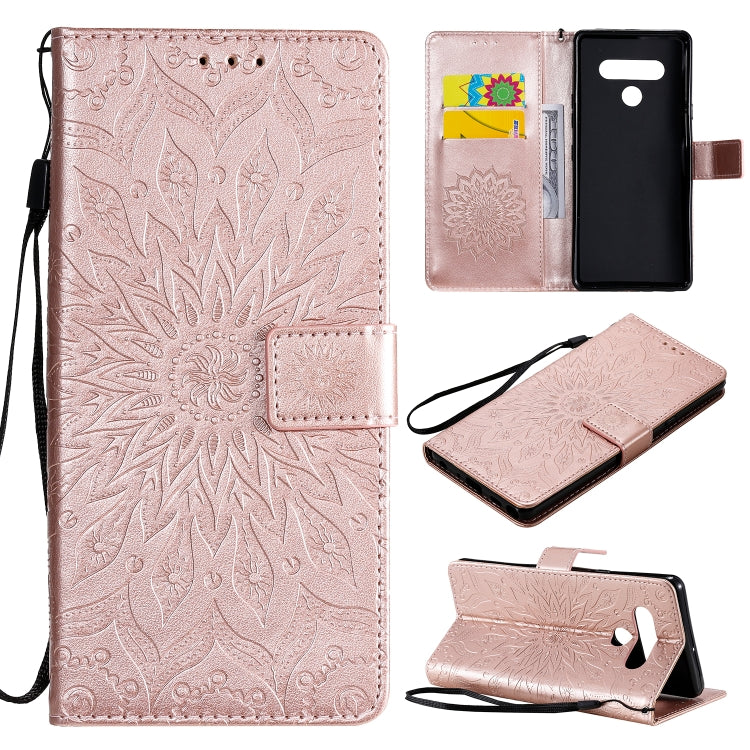 For LG Stylo 6 Pressed Printing Sunflower Pattern Horizontal Flip PU Leather Case Holder & Card Slots & Wallet & Lanyard