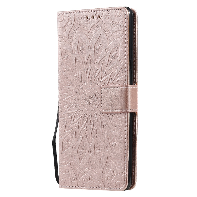 For LG Stylo 6 Pressed Printing Sunflower Pattern Horizontal Flip PU Leather Case Holder & Card Slots & Wallet & Lanyard