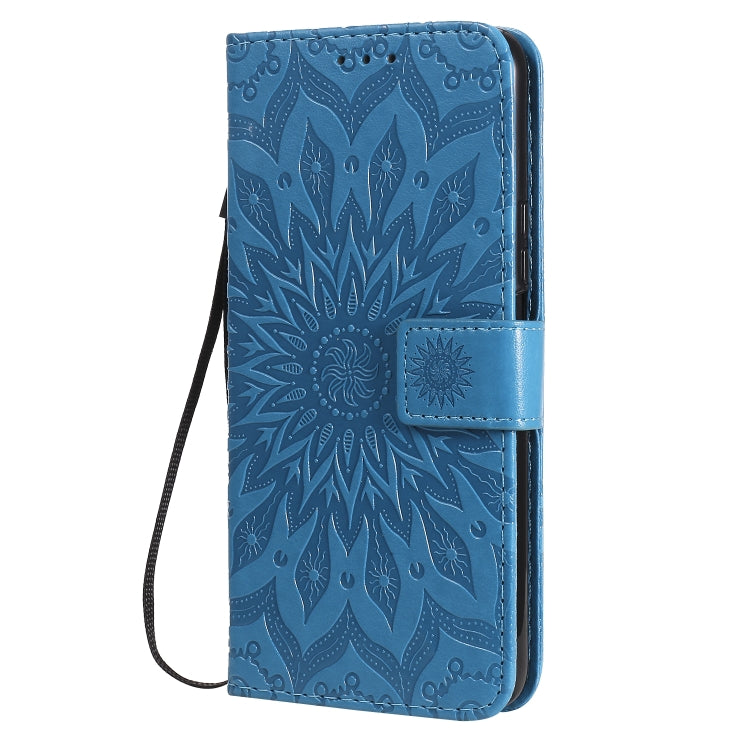 For Huawei Enjoy Z Pressed Printing Sunflower Pattern Horizontal Flip PU Leather Case Holder & Card Slots & Wallet & Lanyard