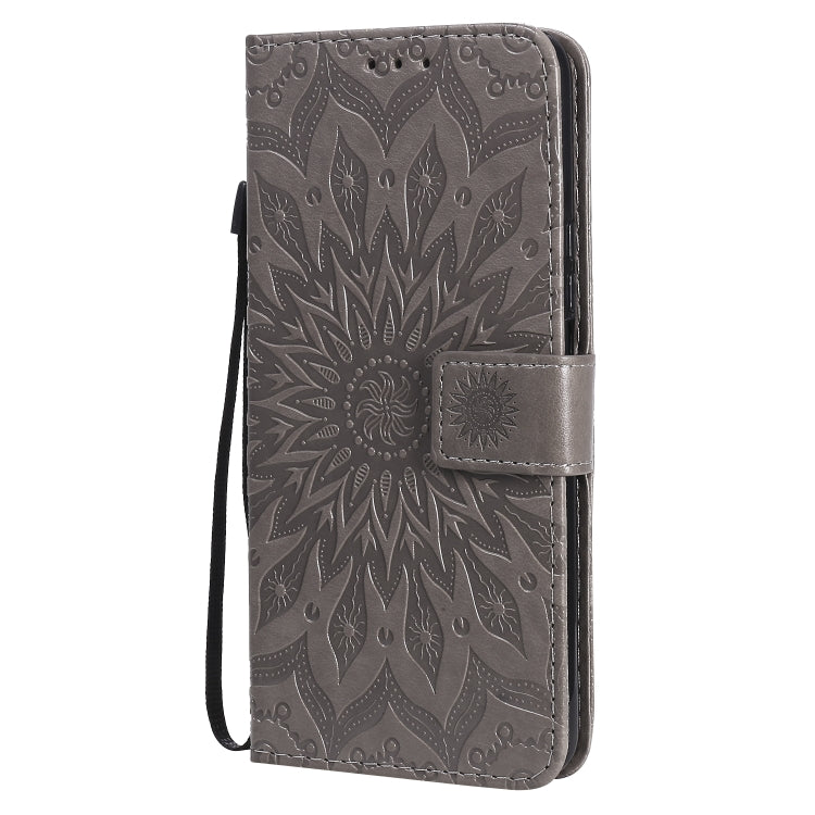 For Huawei Enjoy Z Pressed Printing Sunflower Pattern Horizontal Flip PU Leather Case Holder & Card Slots & Wallet & Lanyard