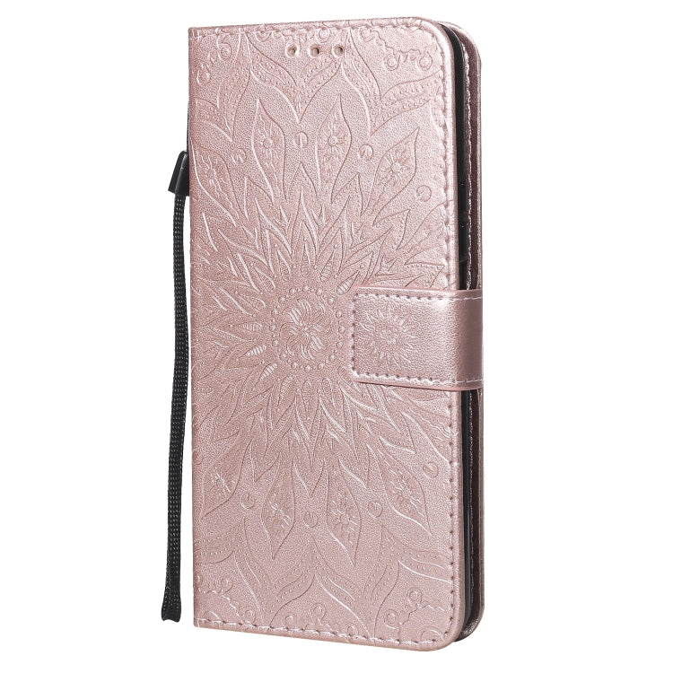 For Huawei Enjoy Z Pressed Printing Sunflower Pattern Horizontal Flip PU Leather Case Holder & Card Slots & Wallet & Lanyard