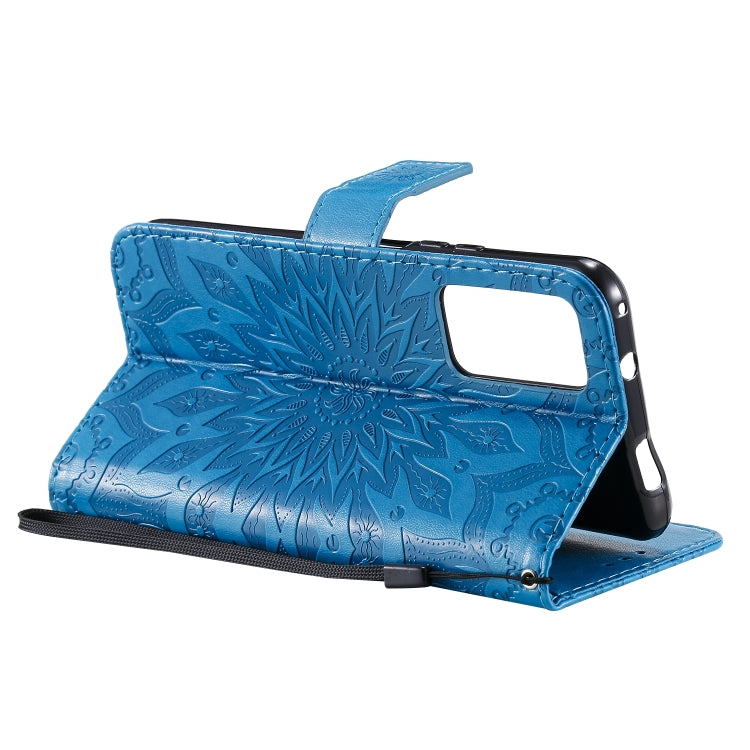 For Huawei Honor X10 Pressed Printing Sunflower Pattern Horizontal Flip PU Leather Case Holder & Card Slots & Wallet & Lanyard