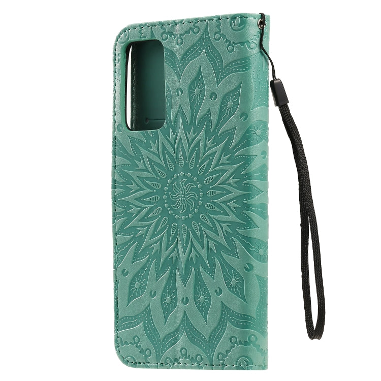 For Huawei Honor X10 Pressed Printing Sunflower Pattern Horizontal Flip PU Leather Case Holder & Card Slots & Wallet & Lanyard