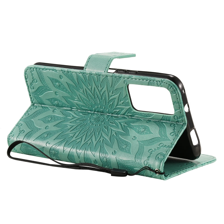 For Huawei Honor X10 Pressed Printing Sunflower Pattern Horizontal Flip PU Leather Case Holder & Card Slots & Wallet & Lanyard