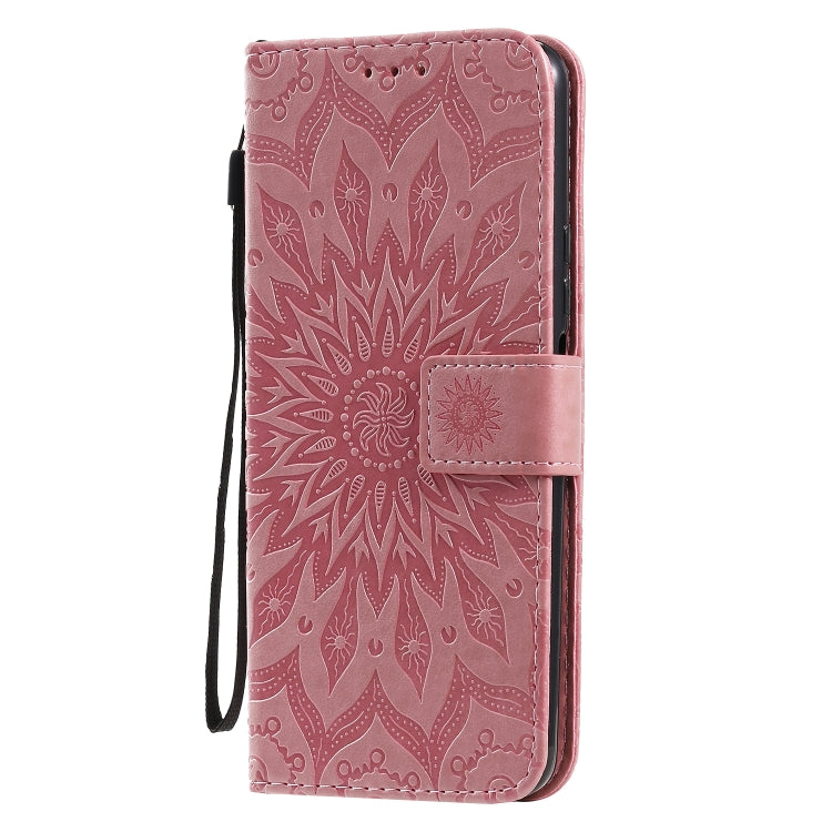 For Huawei Honor X10 Pressed Printing Sunflower Pattern Horizontal Flip PU Leather Case Holder & Card Slots & Wallet & Lanyard