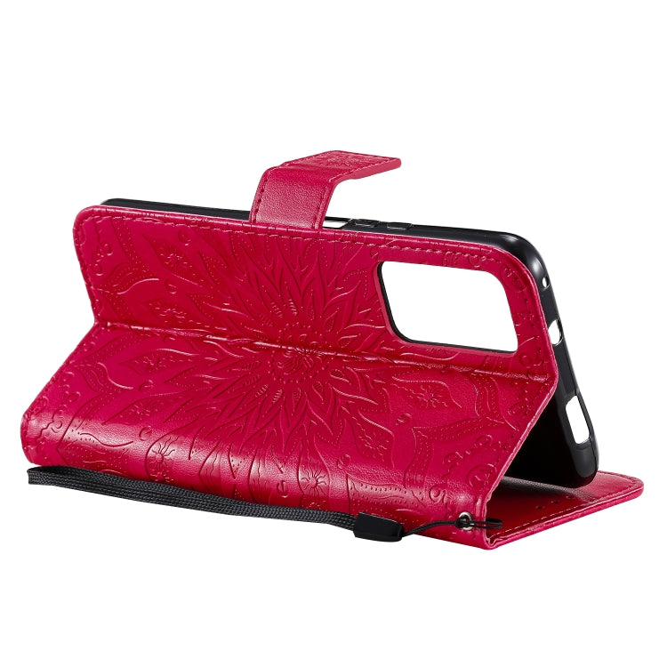 For Huawei Honor X10 Pressed Printing Sunflower Pattern Horizontal Flip PU Leather Case Holder & Card Slots & Wallet & Lanyard