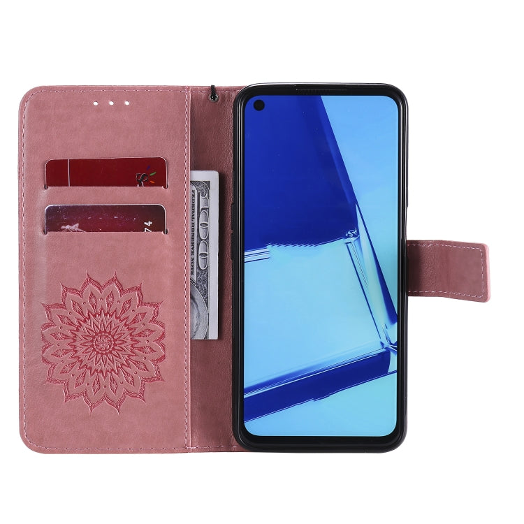 For OPPO A52 / A72 / A92 Sun Embossing Pattern Horizontal Flip Leather Case with Card Slot & Holder & Wallet & Lanyard