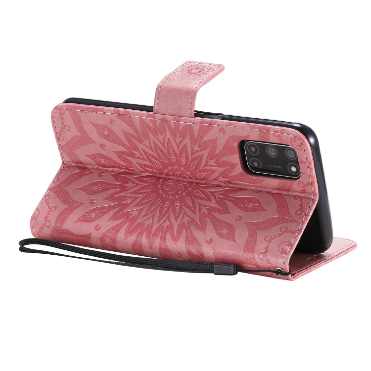 For OPPO A52 / A72 / A92 Sun Embossing Pattern Horizontal Flip Leather Case with Card Slot & Holder & Wallet & Lanyard