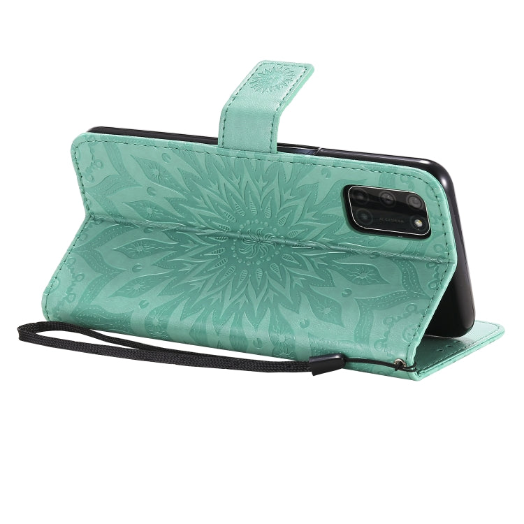 For OPPO A52 / A72 / A92 Sun Embossing Pattern Horizontal Flip Leather Case with Card Slot & Holder & Wallet & Lanyard