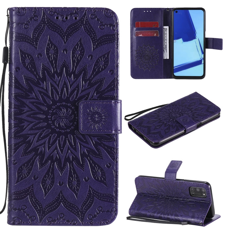 For OPPO A52 / A72 / A92 Sun Embossing Pattern Horizontal Flip Leather Case with Card Slot & Holder & Wallet & Lanyard
