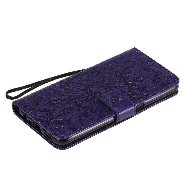 For OPPO A52 / A72 / A92 Sun Embossing Pattern Horizontal Flip Leather Case with Card Slot & Holder & Wallet & Lanyard