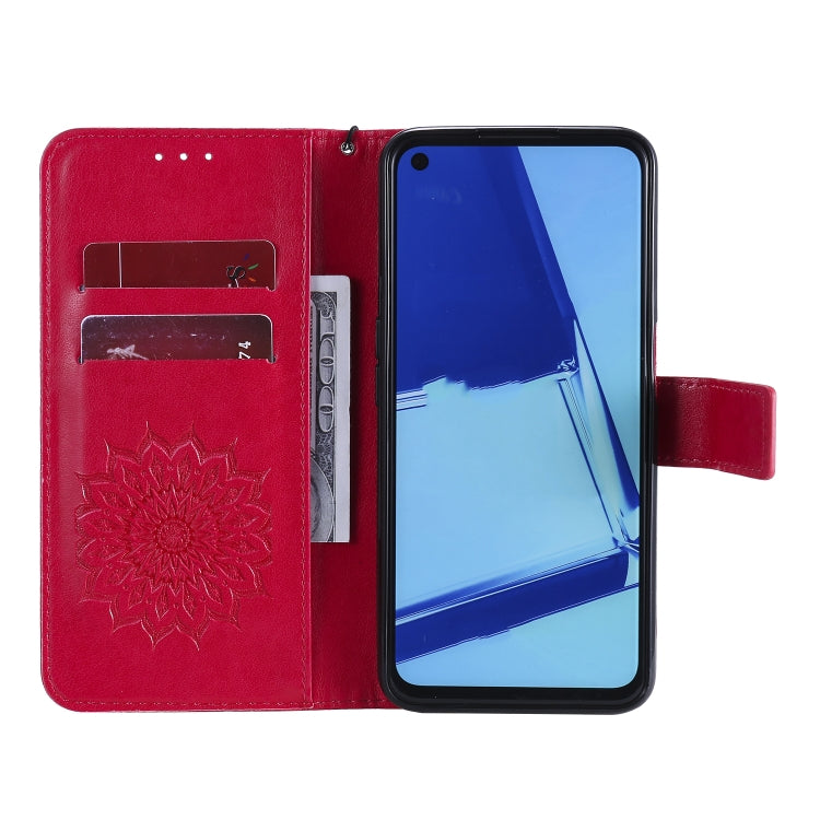 For OPPO A52 / A72 / A92 Sun Embossing Pattern Horizontal Flip Leather Case with Card Slot & Holder & Wallet & Lanyard