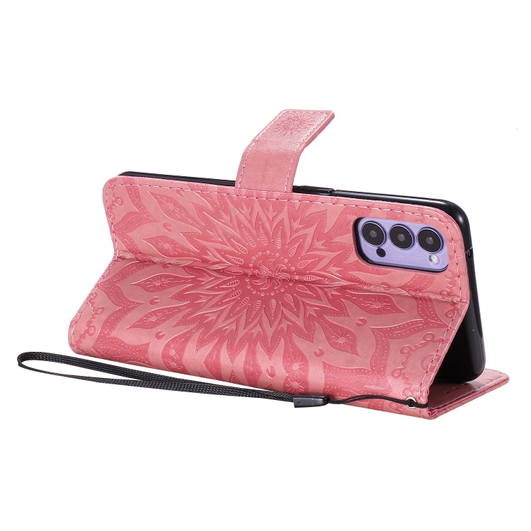 For OPPO Reno4 5G Sun Embossing Pattern Horizontal Flip Leather Case with Card Slot & Holder & Wallet & Lanyard