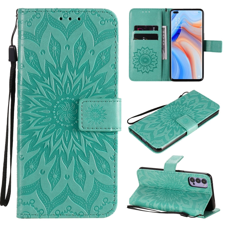 For OPPO Reno4 5G Sun Embossing Pattern Horizontal Flip Leather Case with Card Slot & Holder & Wallet & Lanyard