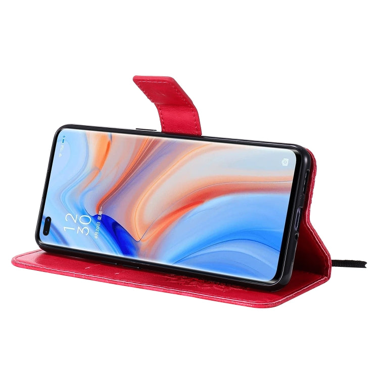 For OPPO Reno4 5G Sun Embossing Pattern Horizontal Flip Leather Case with Card Slot & Holder & Wallet & Lanyard