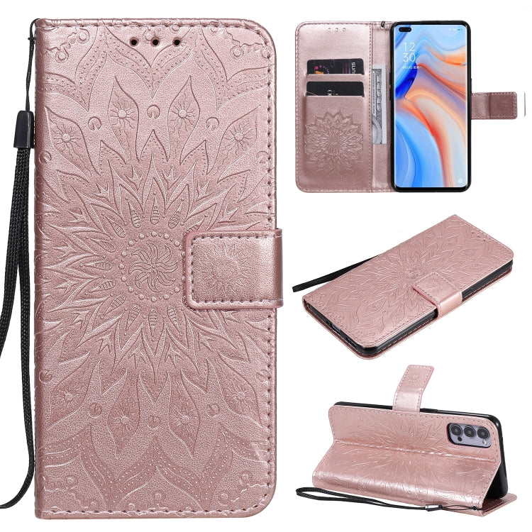 For OPPO Reno4 5G Sun Embossing Pattern Horizontal Flip Leather Case with Card Slot & Holder & Wallet & Lanyard