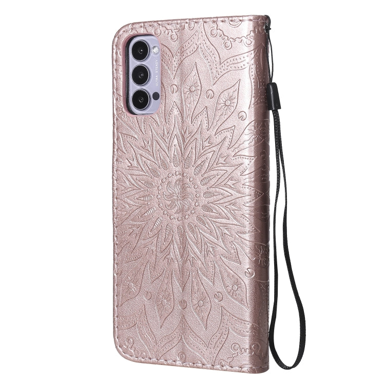 For OPPO Reno4 5G Sun Embossing Pattern Horizontal Flip Leather Case with Card Slot & Holder & Wallet & Lanyard