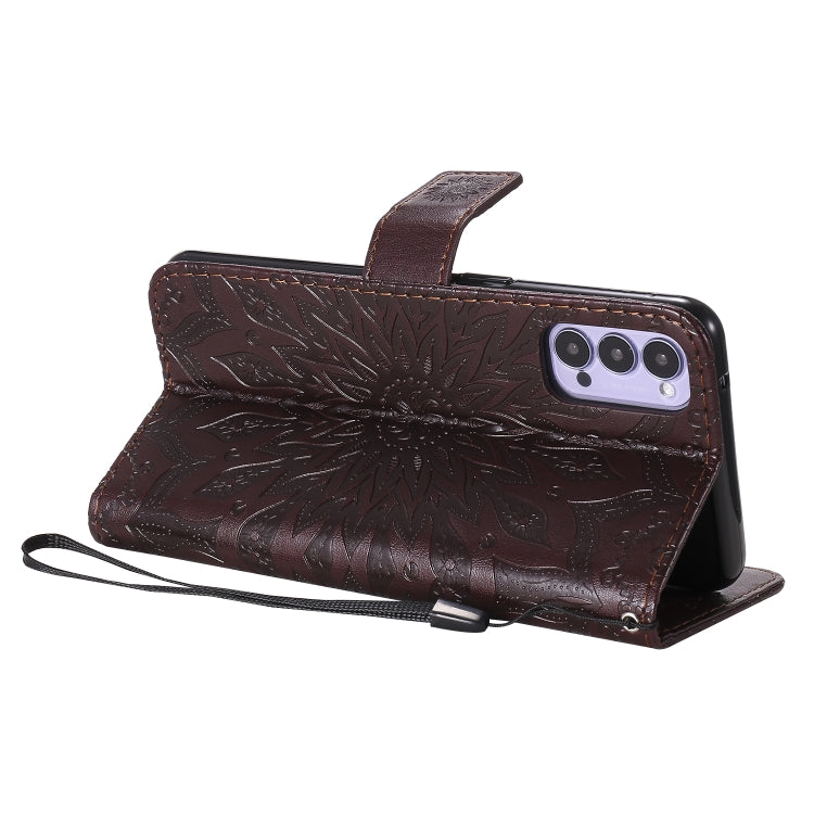 For OPPO Reno4 5G Sun Embossing Pattern Horizontal Flip Leather Case with Card Slot & Holder & Wallet & Lanyard