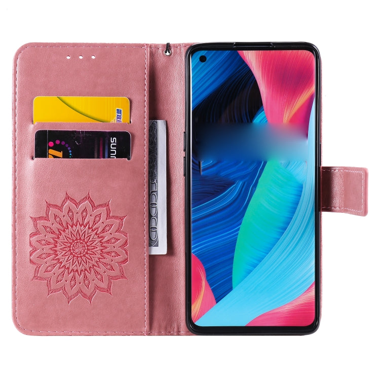 For OPPO Reno4 Pro 5G Sun Embossing Pattern Horizontal Flip Leather Case with Card Slot & Holder & Wallet & Lanyard