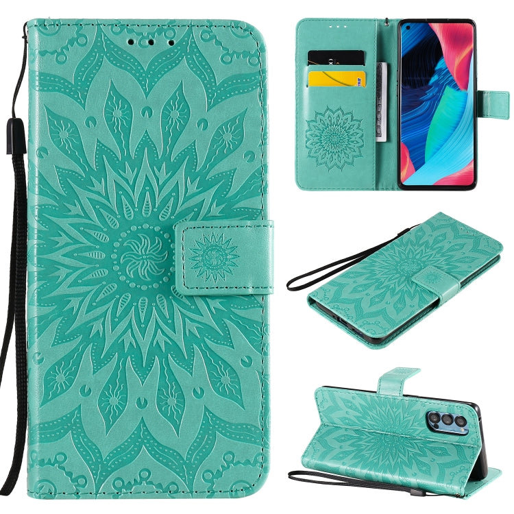 For OPPO Reno4 Pro 5G Sun Embossing Pattern Horizontal Flip Leather Case with Card Slot & Holder & Wallet & Lanyard