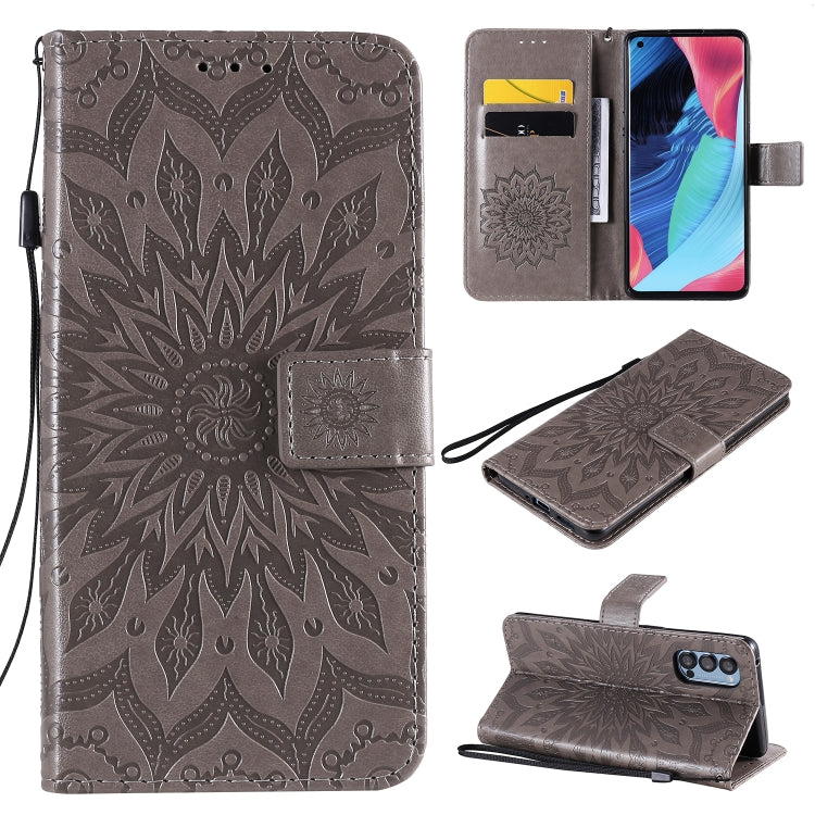For OPPO Reno4 Pro 5G Sun Embossing Pattern Horizontal Flip Leather Case with Card Slot & Holder & Wallet & Lanyard