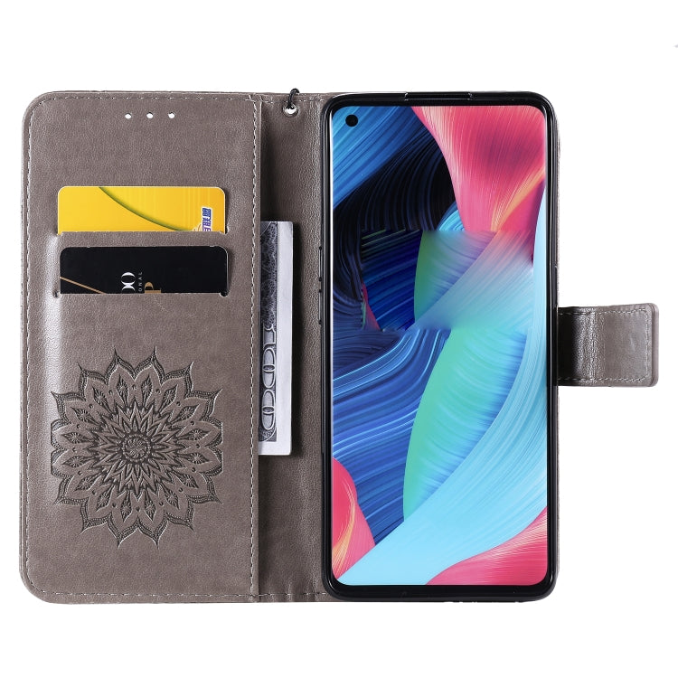 For OPPO Reno4 Pro 5G Sun Embossing Pattern Horizontal Flip Leather Case with Card Slot & Holder & Wallet & Lanyard