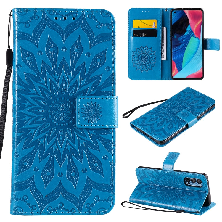 For OPPO Reno4 Pro 5G Sun Embossing Pattern Horizontal Flip Leather Case with Card Slot & Holder & Wallet & Lanyard