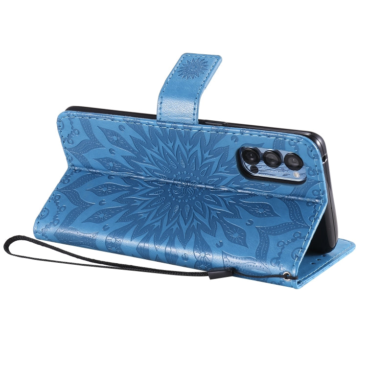 For OPPO Reno4 Pro 5G Sun Embossing Pattern Horizontal Flip Leather Case with Card Slot & Holder & Wallet & Lanyard