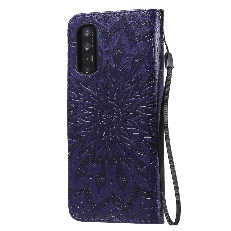 For OPPO Reno4 Pro 5G Sun Embossing Pattern Horizontal Flip Leather Case with Card Slot & Holder & Wallet & Lanyard