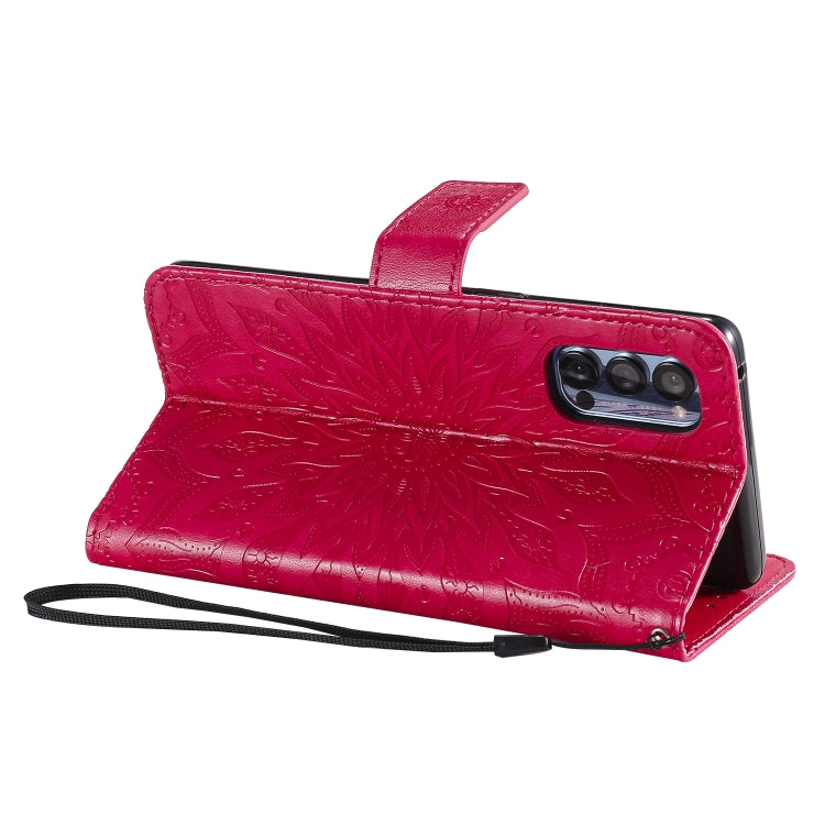 For OPPO Reno4 Pro 5G Sun Embossing Pattern Horizontal Flip Leather Case with Card Slot & Holder & Wallet & Lanyard