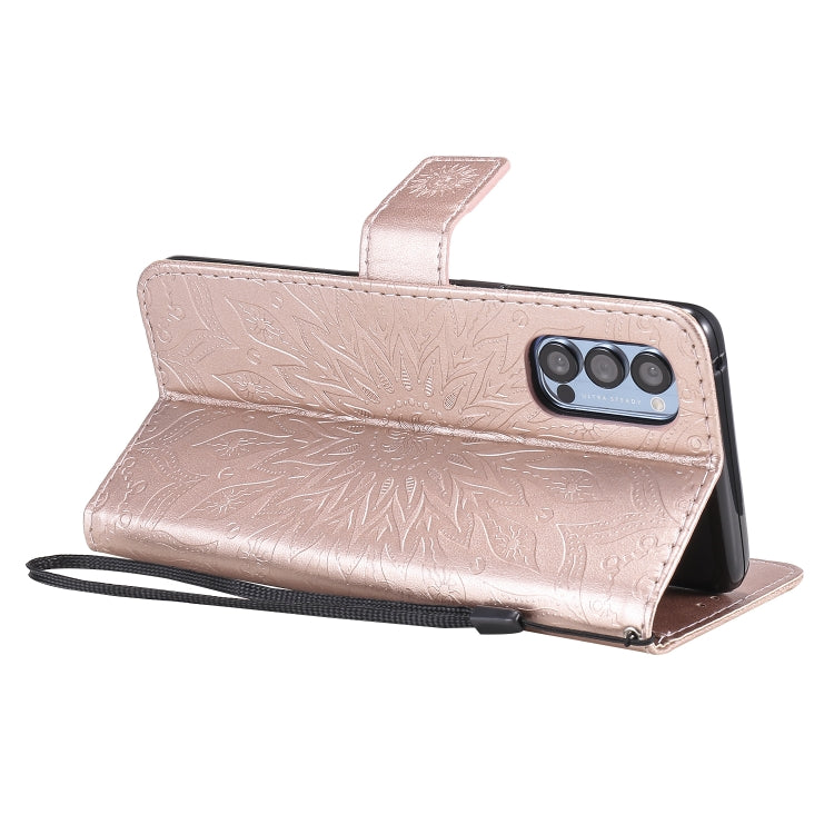 For OPPO Reno4 Pro 5G Sun Embossing Pattern Horizontal Flip Leather Case with Card Slot & Holder & Wallet & Lanyard