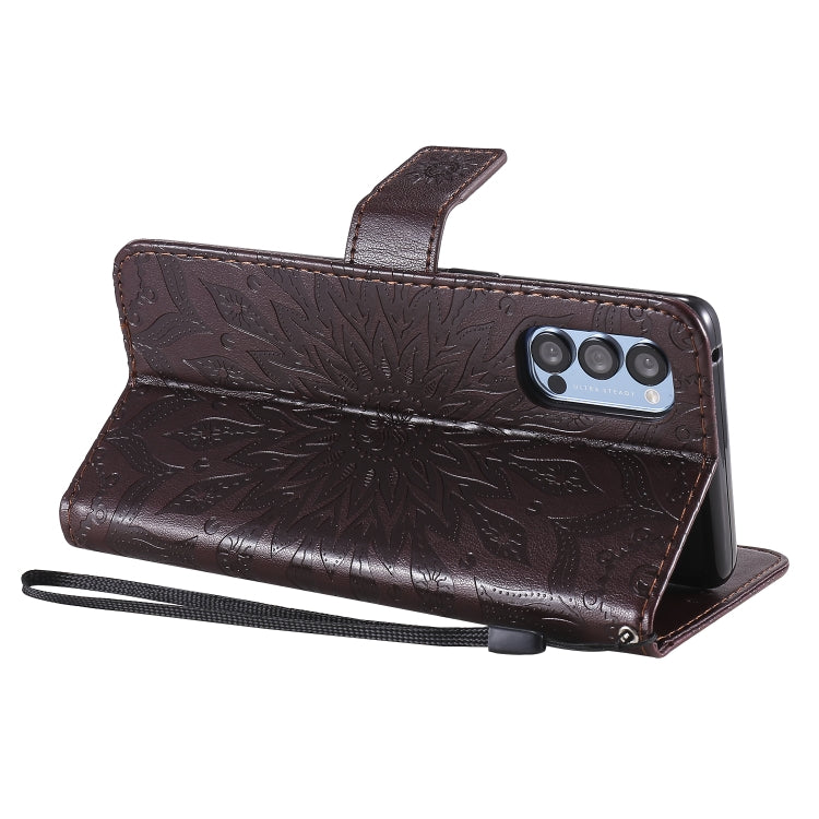 For OPPO Reno4 Pro 5G Sun Embossing Pattern Horizontal Flip Leather Case with Card Slot & Holder & Wallet & Lanyard