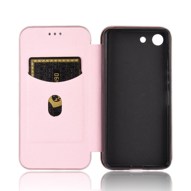 For Sony Xperia Ace Carbon Fiber Texture Horizontal Flip TPU + PC + PU Leather Case with Card Slot