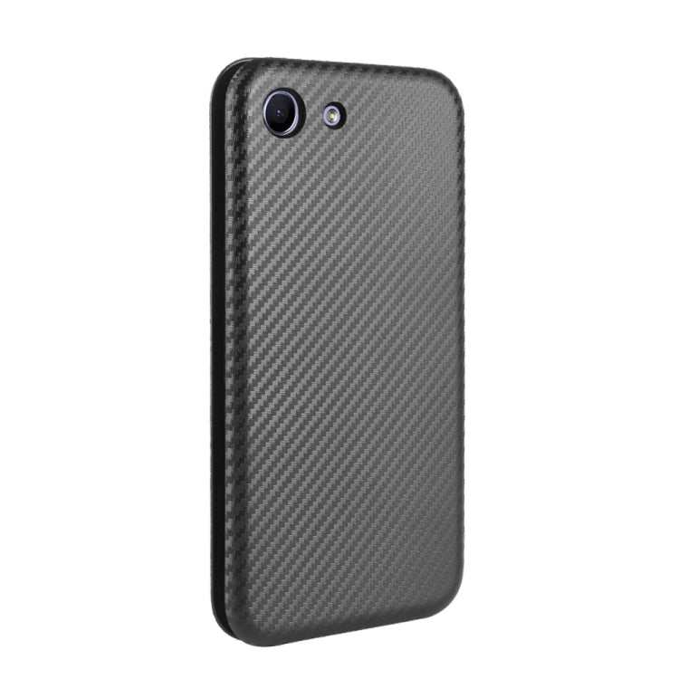 For Sony Xperia Ace Carbon Fiber Texture Horizontal Flip TPU + PC + PU Leather Case with Card Slot