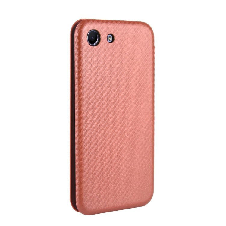 For Sony Xperia Ace Carbon Fiber Texture Horizontal Flip TPU + PC + PU Leather Case with Card Slot