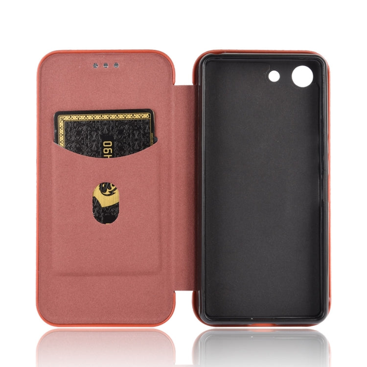 For Sony Xperia Ace Carbon Fiber Texture Horizontal Flip TPU + PC + PU Leather Case with Card Slot