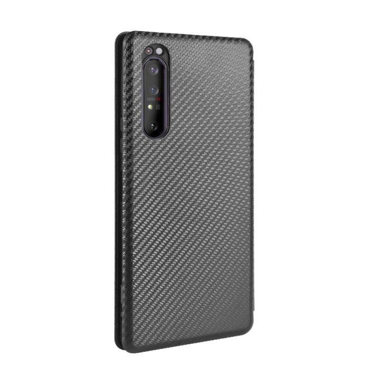 For Sony Xperia 1 II Carbon Fiber Texture Horizontal Flip TPU + PC + PU Leather Case with Card Slot
