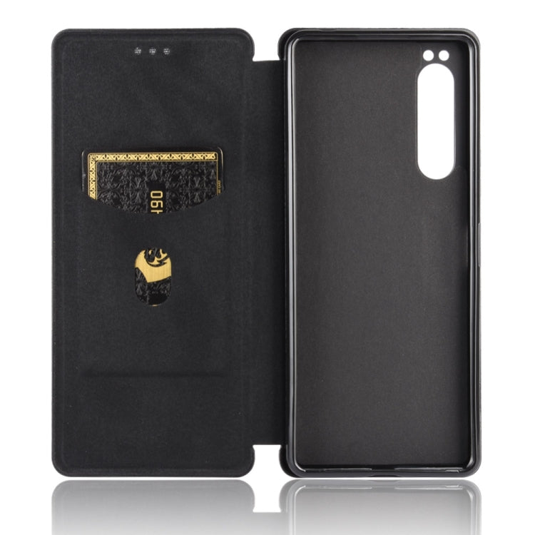 For Sony Xperia 1 II Carbon Fiber Texture Horizontal Flip TPU + PC + PU Leather Case with Card Slot