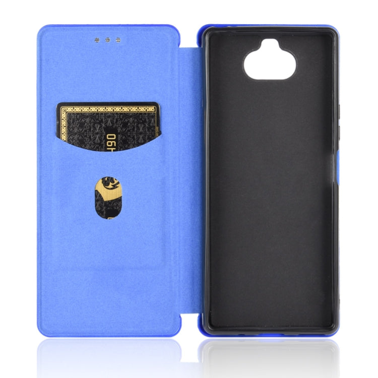 For Sony Xperia 8 Lite Carbon Fiber Texture Horizontal Flip TPU + PC + PU Leather Case with Card Slot