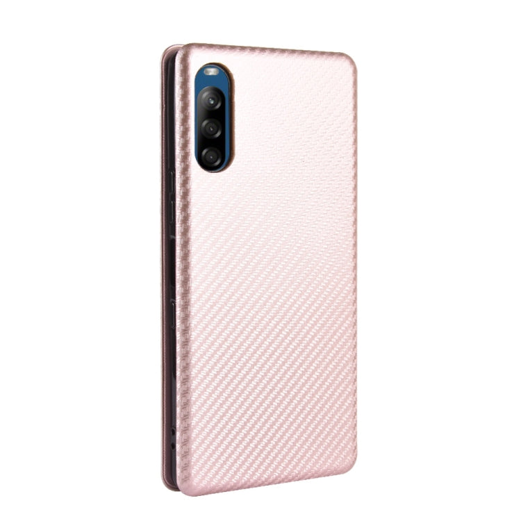 For Sony Xperia L4 Carbon Fiber Texture Horizontal Flip TPU + PC + PU Leather Case with Card Slot