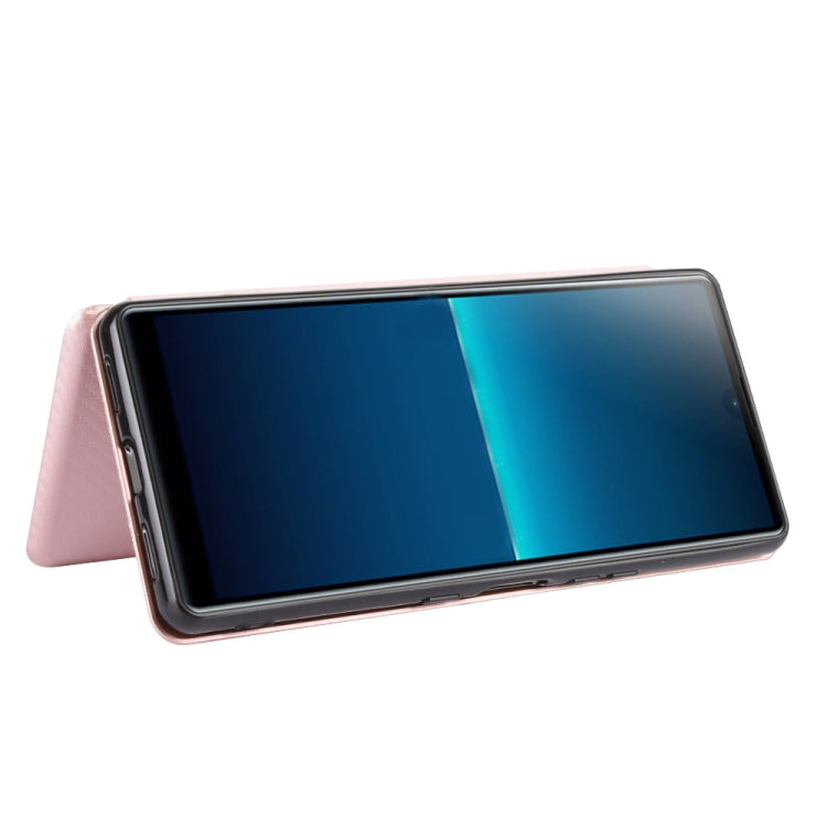 For Sony Xperia L4 Carbon Fiber Texture Horizontal Flip TPU + PC + PU Leather Case with Card Slot