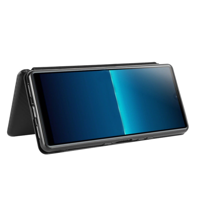 For Sony Xperia L4 Carbon Fiber Texture Horizontal Flip TPU + PC + PU Leather Case with Card Slot