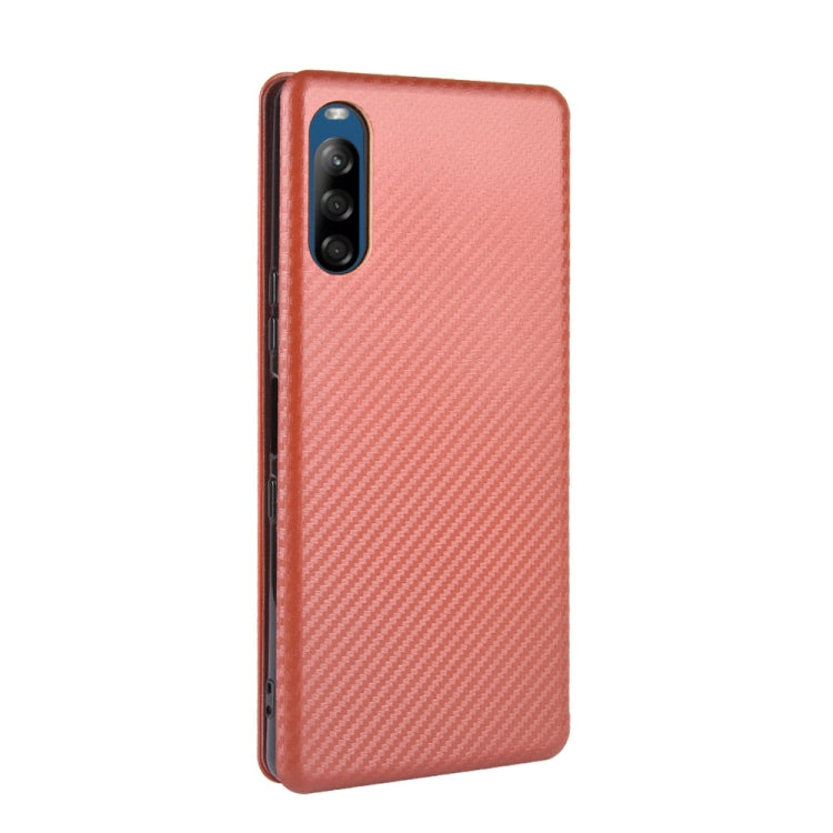 For Sony Xperia L4 Carbon Fiber Texture Horizontal Flip TPU + PC + PU Leather Case with Card Slot