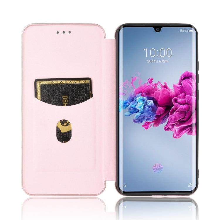 For ZTE Axon 11 5G Carbon Fiber Texture Horizontal Flip TPU + PC + PU Leather Case with Card Slot