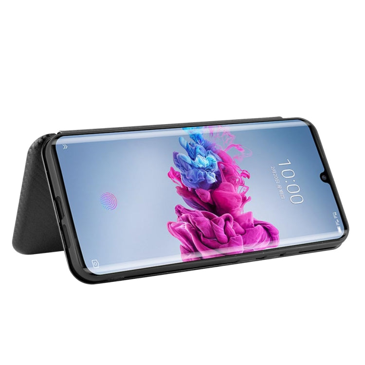 For ZTE Axon 11 5G Carbon Fiber Texture Horizontal Flip TPU + PC + PU Leather Case with Card Slot