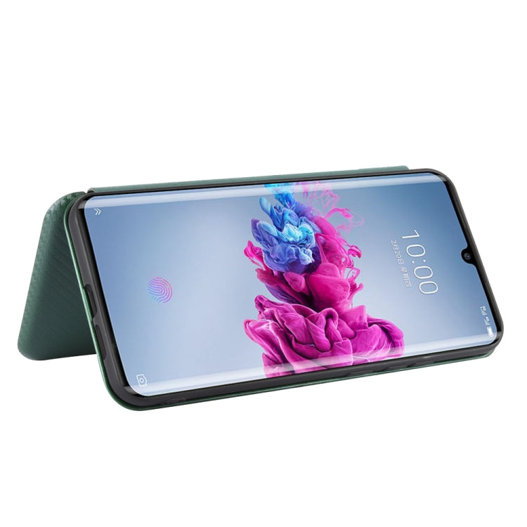 For ZTE Axon 11 5G Carbon Fiber Texture Horizontal Flip TPU + PC + PU Leather Case with Card Slot